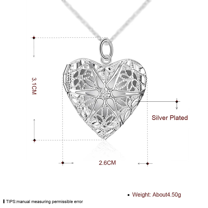 925 Silver Photo Frame Necklace | Snake Chain | Wedding Charm Jewelry