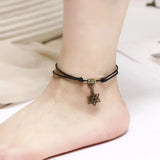 Retro Black Wax Rope Knitted Anklet | Summer Accessory | Beach Gift