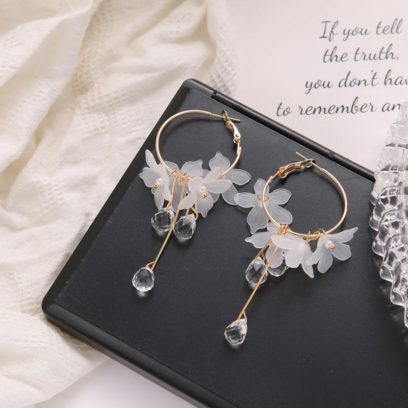 FNIO 2021 New Flower Bohemia Boho Earrings Women Fashion Long Hanging Earrings Crystal Female Wedding Earings Party Jewelry