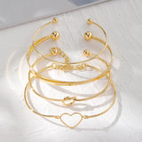 IPARAM Fashion Heart Cross Bracelet for Women Punk Gold Color Open Mouthed Bangle Set Trendy Jewelry Gifts Accessories