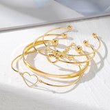 IPARAM Fashion Heart Cross Bracelet for Women Punk Gold Color Open Mouthed Bangle Set Trendy Jewelry Gifts Accessories