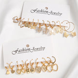 New Gold Color Butterfly Love Hoop Earrings Set New Creative Simple Heart Hollow Dangle Earring for Women Fashion Trendy Jewelry