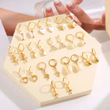 New Gold Color Butterfly Love Hoop Earrings Set New Creative Simple Heart Hollow Dangle Earring for Women Fashion Trendy Jewelry