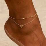 Modyle Bohemia Gold Color Snake Ankle Bracelet Set For Women Starfish Shell Heart Charm Anklet Chain On Leg Boho Jewelry Gift