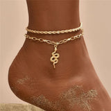 Modyle Bohemia Gold Color Snake Ankle Bracelet Set For Women Starfish Shell Heart Charm Anklet Chain On Leg Boho Jewelry Gift