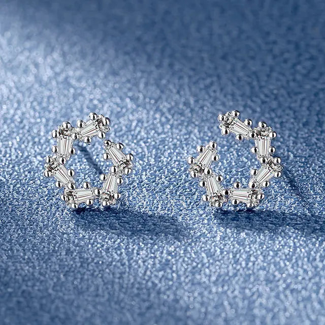 925 Silver Clear Crystal CZ Studs | Fashion Earrings | Gift for Girls