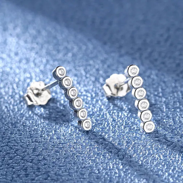 925 Silver Clear Crystal CZ Studs | Fashion Earrings | Gift for Girls