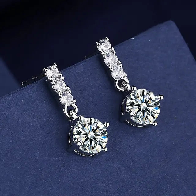 925 Silver Clear Crystal CZ Studs | Fashion Earrings | Gift for Girls