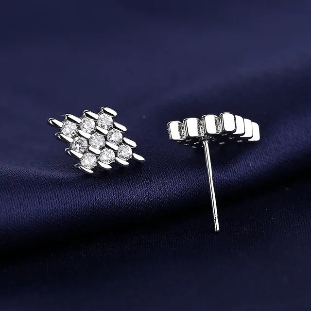 925 Silver Clear Crystal CZ Studs | Fashion Earrings | Gift for Girls