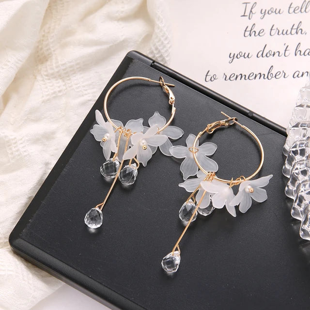 FNIO 2021 New Flower Bohemia Boho Earrings Women Fashion Long Hanging Earrings Crystal Female Wedding Earings Party Jewelry