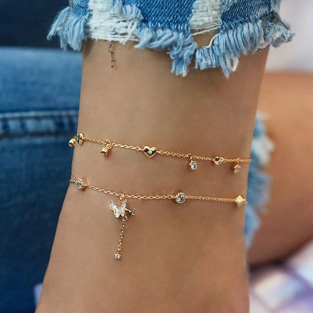 FNIO Bohemia Chain Anklets for Women Foot Accessories 2021 Summer Beach Barefoot Sandals Bracelet ankle on the leg Female