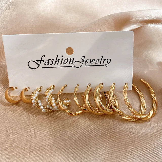 Pearl Twist Hoop Earrings Set | Butterfly Acrylic Dangles | Gold Plated Cartoon Jewelry