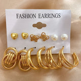 Pearl Twist Hoop Earrings Set | Butterfly Acrylic Dangles | Gold Plated Cartoon Jewelry